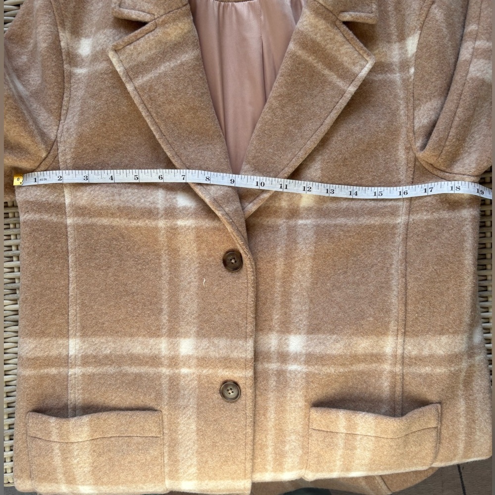 Untuckit Willa Wool Blend Tan Plaid Jacket Small workwear winter holiday‎ preppy - Picture 12 of 14
